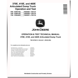 370E, 410E and 460E Articulated Dump Trucks (SN: F668588-708124) Operation and Test Manual (TM13378X19)