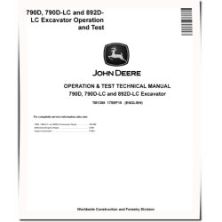 790D, 790D LC and 892D LC Crawler Excavators Operation and Test Manual (TM1395)
