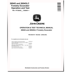 2654G and 2654GLC Forestry Excavators (SN. from F260001) Operation and Test Manual (TM14033X19)