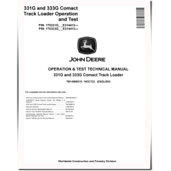 331G and 333G Compact Track Loaders (SN: E314413-387237) Operation and Test Manual (TM14066X19)