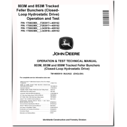 803M and 853M Tracked Feller Bunchers (Closed Loop Hydrostatic Drive) Operation and Test Manual (TM14085X19)