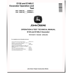 E130 and E140LC Crawler Excavators (SN. from D300003) Operation and Test Manual (TM14152X19)