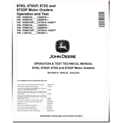 870G, 870GP, 872G and 872GP Motor Graders (SN. from C680878, D680878) Operation and Test Manual (TM14254X19)