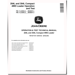 204L and 304L Compact 4WD Loaders (SN. from B040073) Operation and Test Manual (TM14271X19)