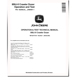 850J-II (SN. from D000001) Crawler Dozers Operation and Test Manual (TM14277X19)