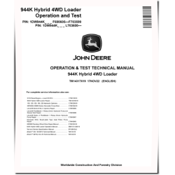944K Hybrid 4WD Loaders (SN: F690605-703599, from L703600) Operation and Test Manual (TM14317X19)