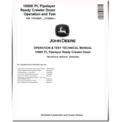1050K PL (SN. from F318802) Pipelayer Ready Crawler Dozers Operation and Test Manual (TM14351X19)