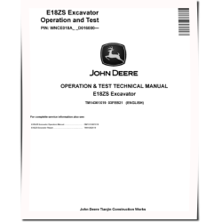 E18ZS (SN. from D016000) Compact Excavators Operation and Test Manual (TM14361X19)