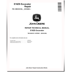E18ZS (SN. from D016000) Compact Excavators Repair Manual (TM14362X19)