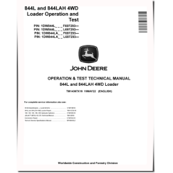 844L and 844LAH 4WD Loaders (SN. from F697293, L697293) Operation and Test Manual (TM14367X19)