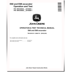 E60 and E68 Compact Excavators (SN. from D016000) Operation and Test Manual (TM14381X19)