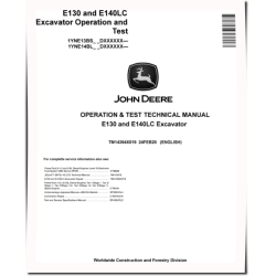 E130 and E140LC Crawler Excavators (SN. from D000001) Operation and Test Manual (TM14394X019)