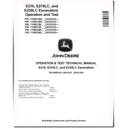 E210, E210LC and E230LC Crawler Excavators (SN. from C000001, D000001) Operation and Test Manual (TM14396X019)
