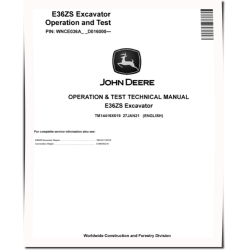 E36ZS (SN. from D016000) Compact Excavators Operation and Test Manual (TM14416X019)