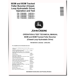 803M and 853M (Closed Loop Hydrostatic Drive) Tracked Feller Bunchers Operation and Test Manual (TM14557X019)