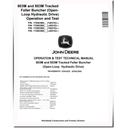 803M and 853M (Open Loop Hydraulic Drive) Tracked Feller Bunchers Operation and Test Manual (TM14558X019)