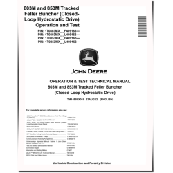 803M and 853M (Closed Loop Hydrostatic Drive) Tracked Feller Bunchers Operation and Test Manual (TM14559X019)