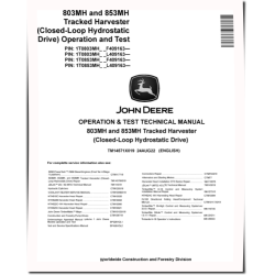 803MH and 853MH (Closed Loop Hydrostatic Drive) Tracked Harvesters Operation and Test Manual (TM14571X019)