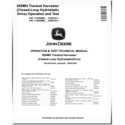 859MH (Closed Loop Hydrostatic Drive) Tracked Harvesters Operation and Test Manual (TM14573X019)
