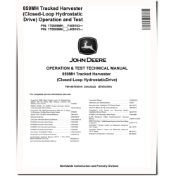 859MH (Closed Loop Hydrostatic Drive) Tracked Harvesters Operation and Test Manual (TM14575X019)