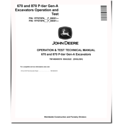 670 P-Tier and 870 P-Tier Crawler Excavators (SN. from F_00001) Operation and Test Manual (TM14604X019)