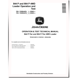 844 P-Tier and 904 P-Tier (SN. from L_05963) 4WD Wheel Loaders Operation and Test Manual (TM14614X019)