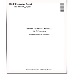 130 P Crawler Excavators (PIN: from 1FF130PA_ _F_00001) Operation and Test Manual (TM14619X019)