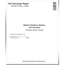 135 P Crawler Excavators (PIN: from 1FF135PA_ _F_00001) Repair Technical Manual (TM14644X019)