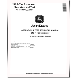 210 P-Tier (SN. from F_00001) Crawler Excavators Operation and Test Manual (TM14647X019)