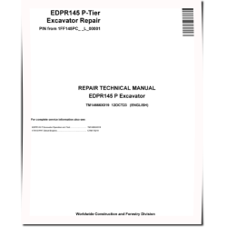 145 P (EDPR145) Crawler Excavators (PIN: from 1FF145PC_ _L_00001) Repair Technical Manual (TM14666X019)