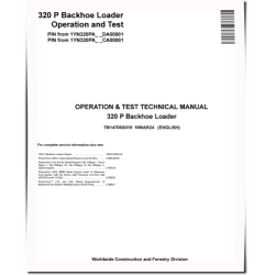 320P (SN from CA00001, DA00001) Backhoe Loaders Operation and Test Manual (TM14708X019)