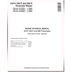 210 P, 230 P, 260 P Crawler Excavators (SN.from L_00001), PIN prefix 1FF, Repair Technical Manual (TM14711X019)