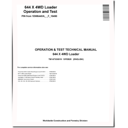 644X (SN from 18490) 4WD Wheeled Loaders Operation and Test Manual (TM14733X019)