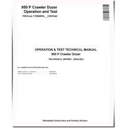 950 P (SN from CX07442) Crawler Dozers Operation and Test Manual (TM14762X019)