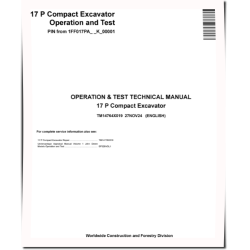 17P (SN from K_ 00001) Compact Excavators Operation and Test Manual (TM14764X019)
