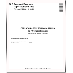30P (SN from K_ 00001) Compact Excavators Operation and Test Manual (TM14766X019)