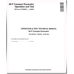 60P (SN from J_ 00001) Compact Excavators Operation and Test Manual (TM14769X019)