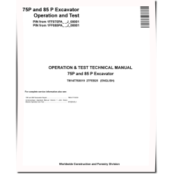 75P and 85P (SN from J_ 00001) Crawler Excavators Operation and Test Manual (TM14776X019)