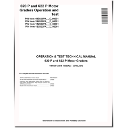 620 P and 622 P Motor Graders (SN. from C_ 00001, D_ 00001) Operation and Test Manual (TM14791X019)
