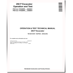 250P (SN from C000001, D000001) Crawler Excavators Operation and Test Manual (TM14831X019)