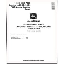 540E, 640E, 740E Skidders, 548E, 648E and 748E Grapple Skidders Repair Manual (TM1486)