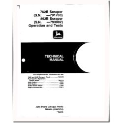 762B (SN. up to 791763) and 862B (SN. up to 793082) Scrapers Operation and Test Manual (TM1489)