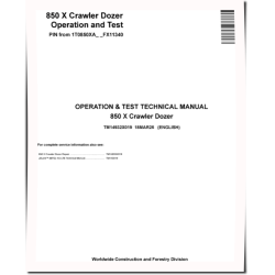 850 X (SN from FX11340) E-Drive Dozers Operation and Test Manual (TM14932X019)