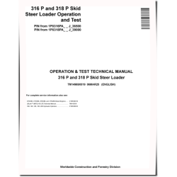 316P (SN.from J_ 36500) and 318P (SN.from J_ 39000) Skid Steer Loaders Operation and Test Manual (TM14969X019)