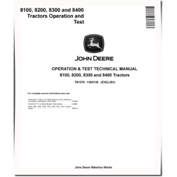 8100, 8200, 8300 and 8400 Tractors Operation and Test Manual (TM1576)