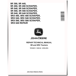 9R390, 9R440, 9R490, 9R540, 9R590, 9R640, 4WD Articulated Tractors, 9RX490, 9RX540, 9RX590 and 9RX640 Articulated Tracked Tractors (+SCRAPER) Repair Manual (TM164919)