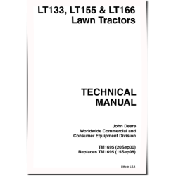 LT133, LT155 and LT166 Lawn Tractors Technical Manual (TM1695)