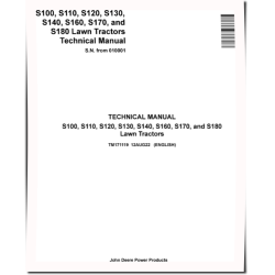 S100, S110, S120, S130, S140, S160, S170 and S180 Lawn Tractors (SN. from 010001) Technical Manual (TM171119)