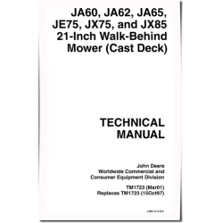 JA60, JA62, JA65, JE75, JX75 and JX85 21-Inch Walk-Behind Mowers Technical Manual (TM1723)