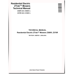 ZTrak Z370R (SN from 010001) and Z380R (SN from 050001) Electric Zero-Turn Mowers Technical Manual (TM179219)